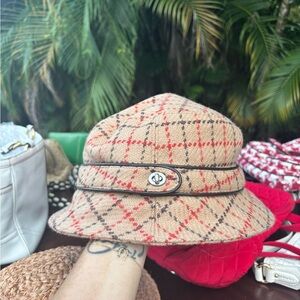 Coach Tan and Red Plaid Bucket Hat